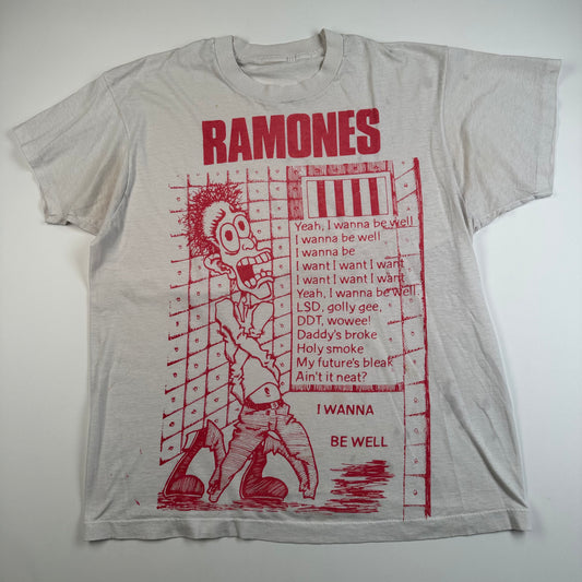 Vintage 80s Ramones Shirt Large I Wanna Be Well