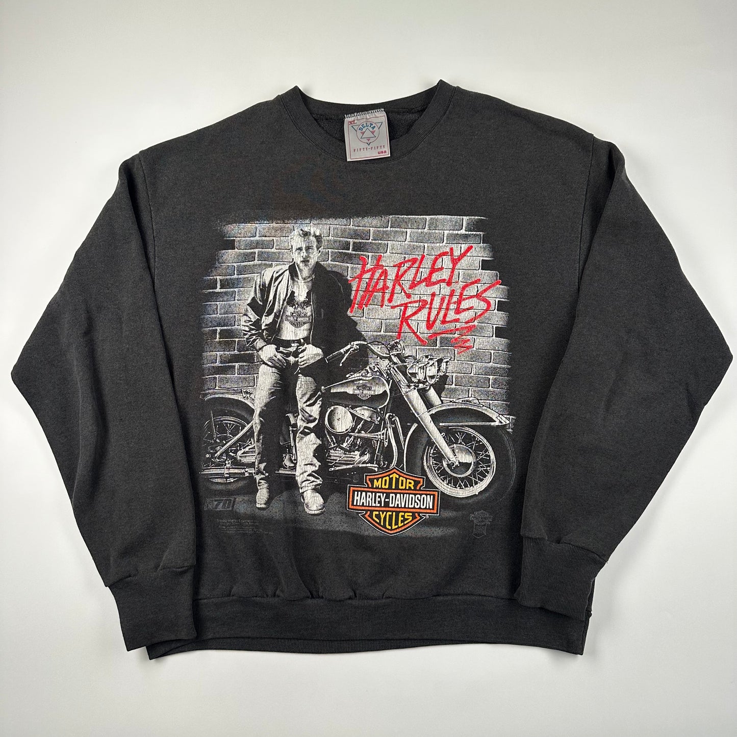 Vintage 1990 Harley Davidson Crewneck Sweatshirt XL James Dean