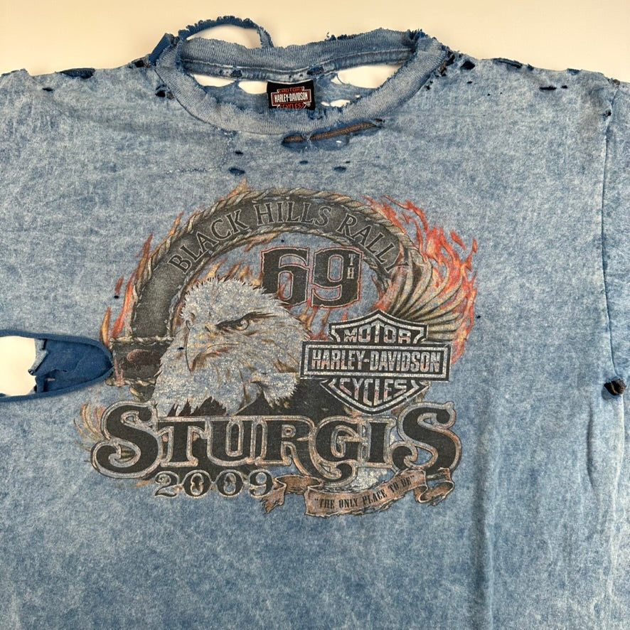 Vintage 2009 Harley Davidson Shirt Large Sturgis Thrashed