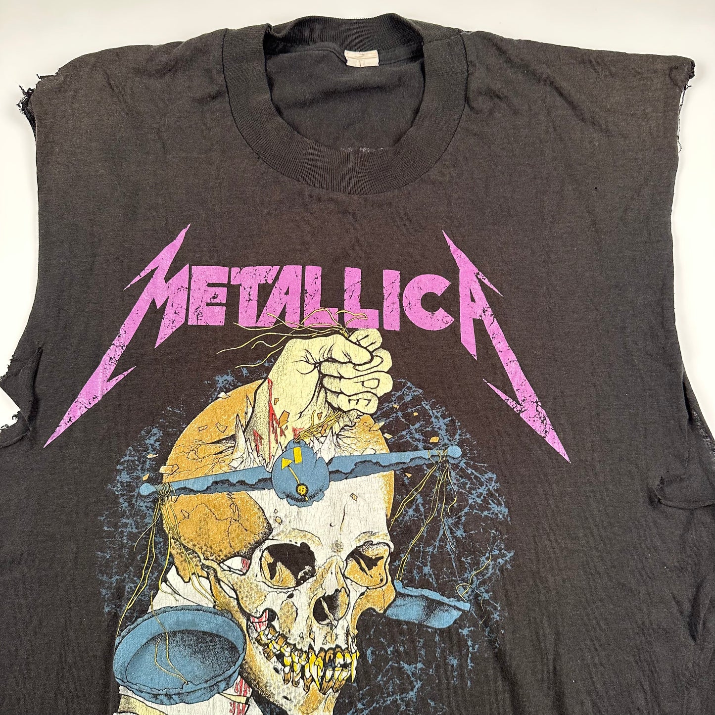 Vintage 1986 Metallica Sleeveless Shirt XL Damaged Justice