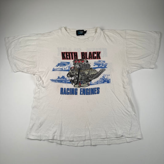 Vintage 80s Keith Black Shirt Large Racing Engines