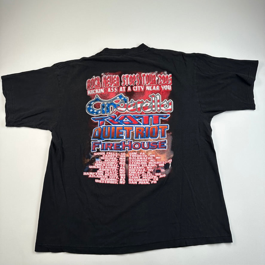 Vintage 2005 Cinderella Shirt XL Rock Never Stops