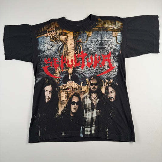 Vintage 90s Sepultura Shirt Large Chaos AD All Over Print