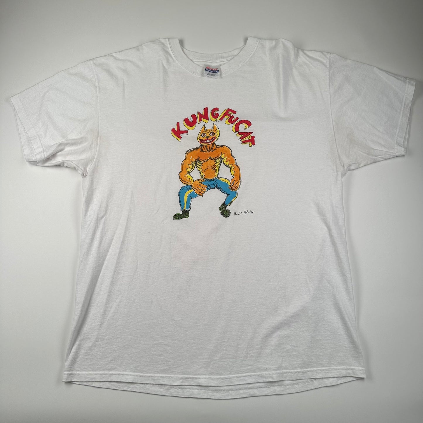 Vintage 2000s Daniel Johnston Shirt XL Kung Fu Cat