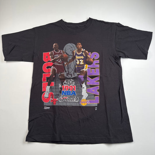 Vintage 1991 NBA Finals Shirt Large Bulls Jordan Lakers Magic Johnson