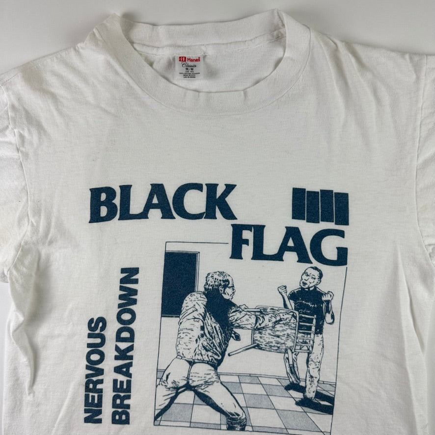 Vintage 80s Black Flag Shirt Medium Nervous Breakdown