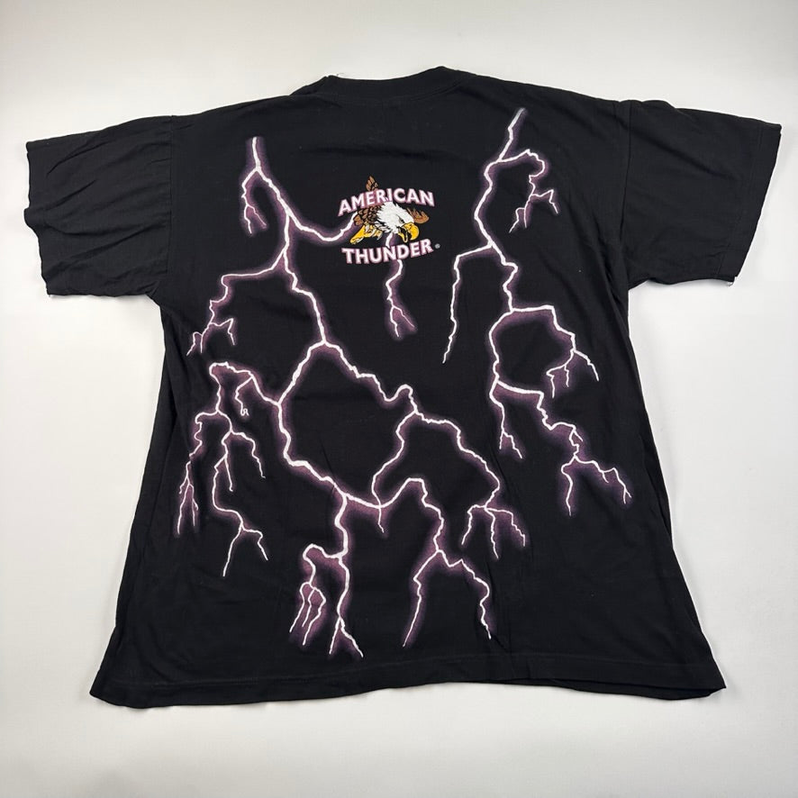 Vintage 90s American Thunder Shirt Snake Skull Lightning