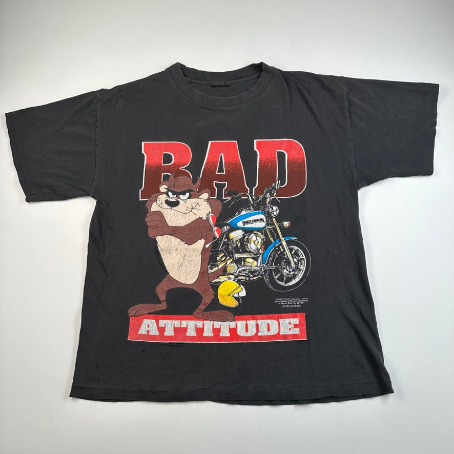 Vintage 1991 Taz Harley Davidson Shirt Large Bad Attitude