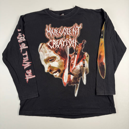 Vintage 90s Malevolent Creation Long Sleeve Shirt Large The Will To Kill