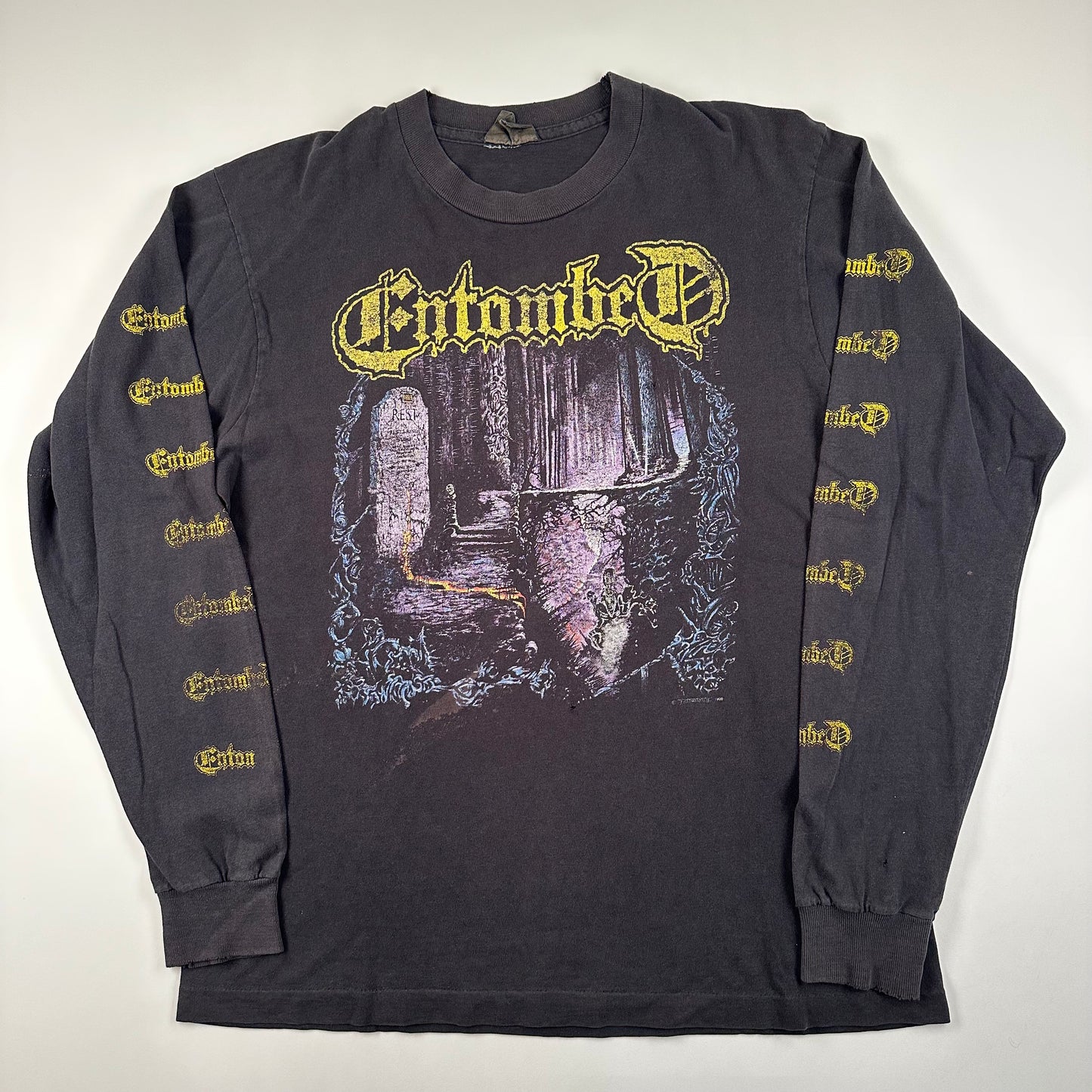 Vintage 1990 Entombed Long Sleeve Shirt XL Left Hand Path