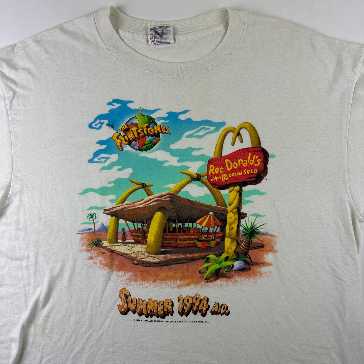 Vintage 1994 The Flintstones Shirt XL Roc Donald's