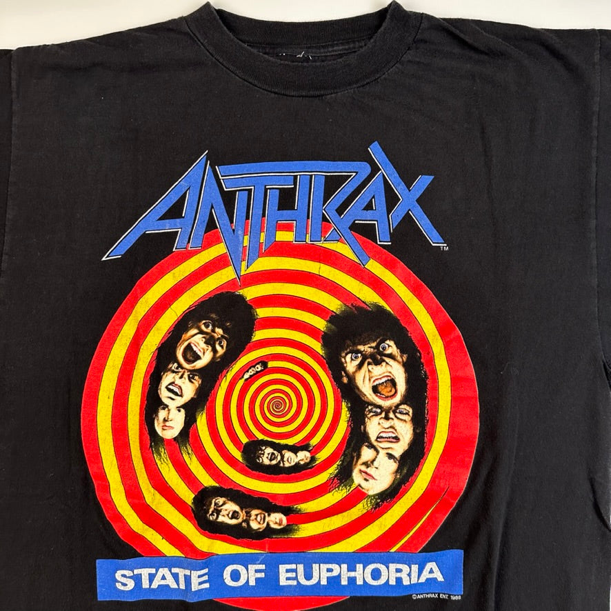 Vintage 1989 Anthrax Shirt XL State Of Euphoria European Tour