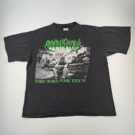 Vintage 1993 Sepultura Shirt XL Third World Posse Tour