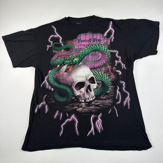 Vintage 90s American Thunder Shirt Snake Skull Lightning