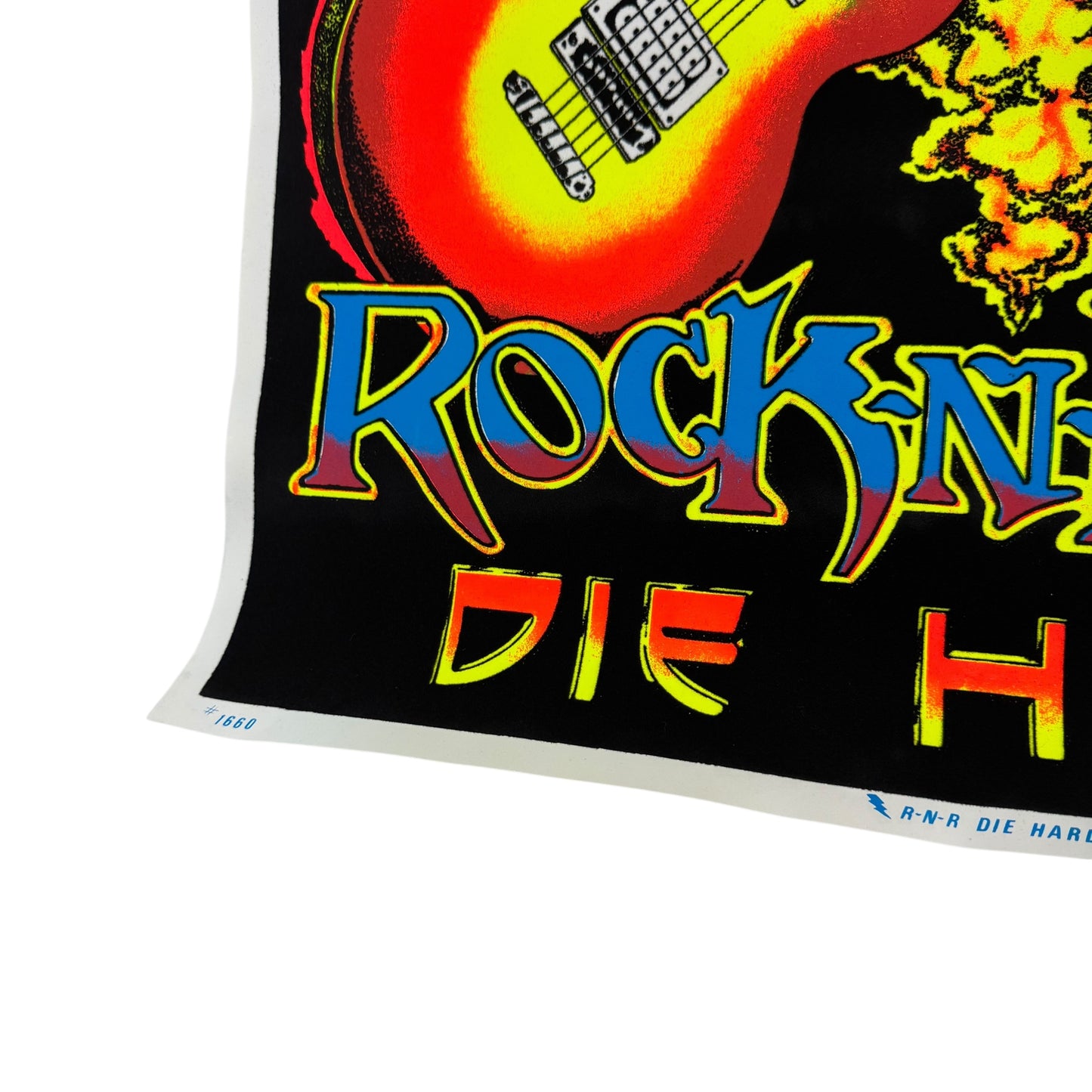 Vintage 90s Rock N Roll Die Hard Poster Black Light