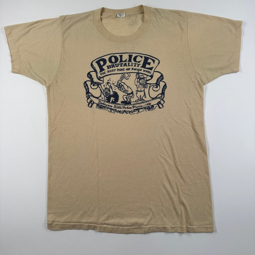 Vintage 1981 Police Brutality Shirt Large Delaware Police Picnic