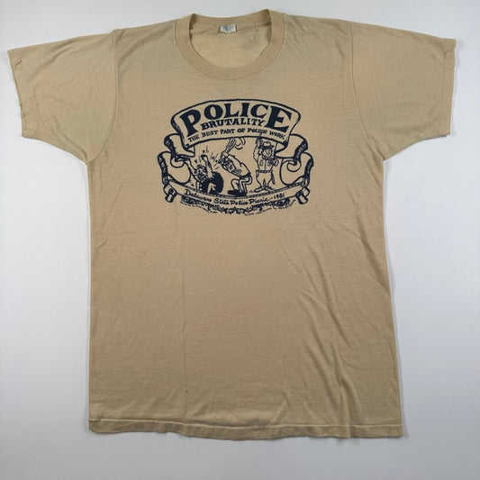 Vintage 1981 Police Brutality Shirt Large Delaware Police Picnic