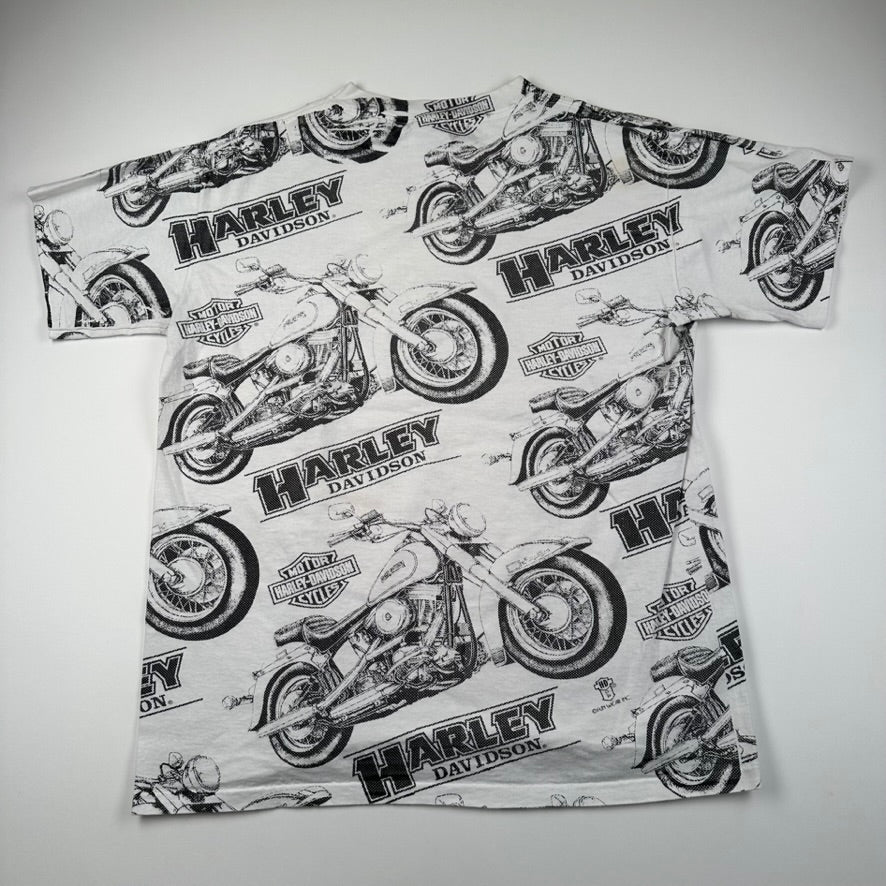 Vintage 90s Harley Davidson Shirt Large All Over Print