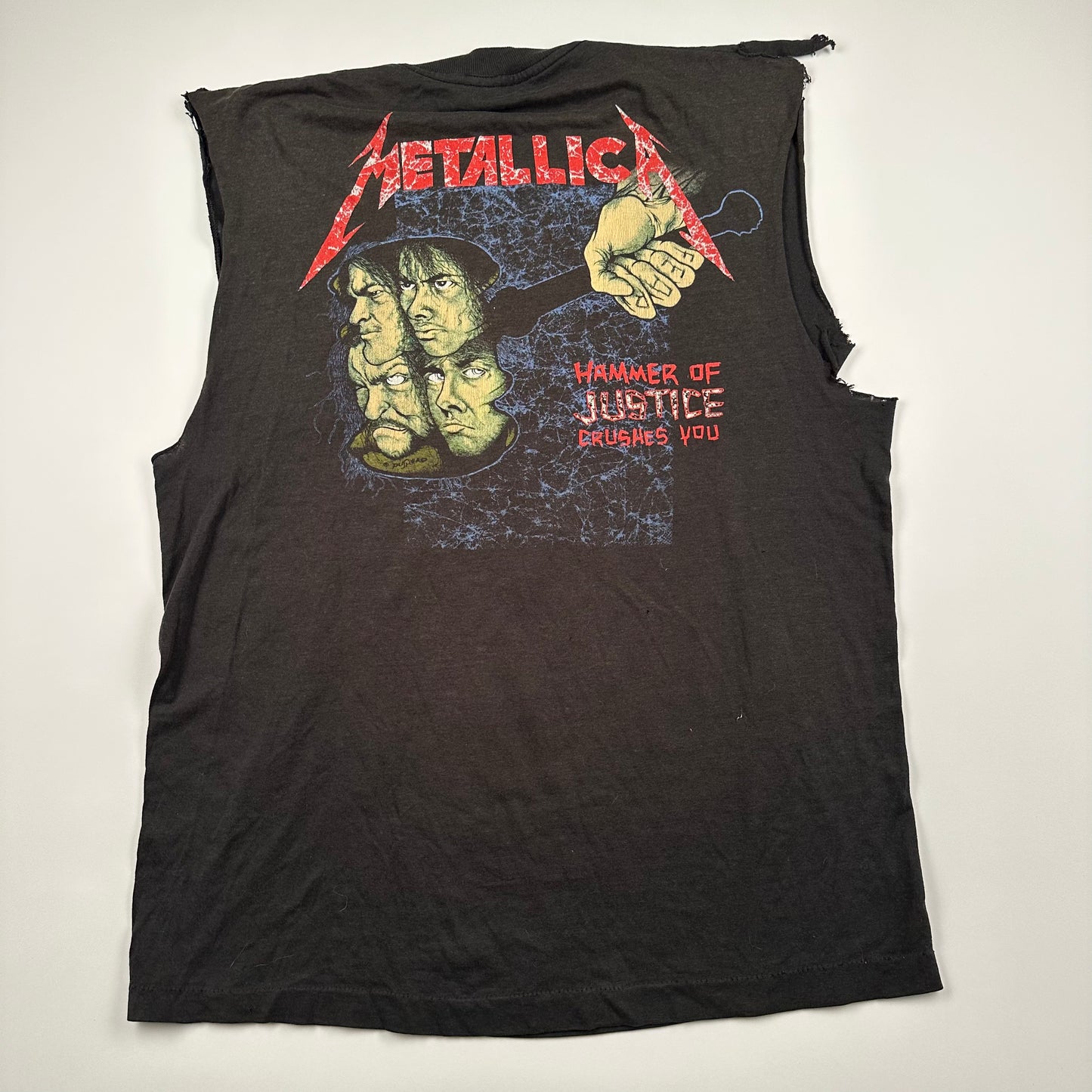 Vintage 1986 Metallica Sleeveless Shirt XL Damaged Justice