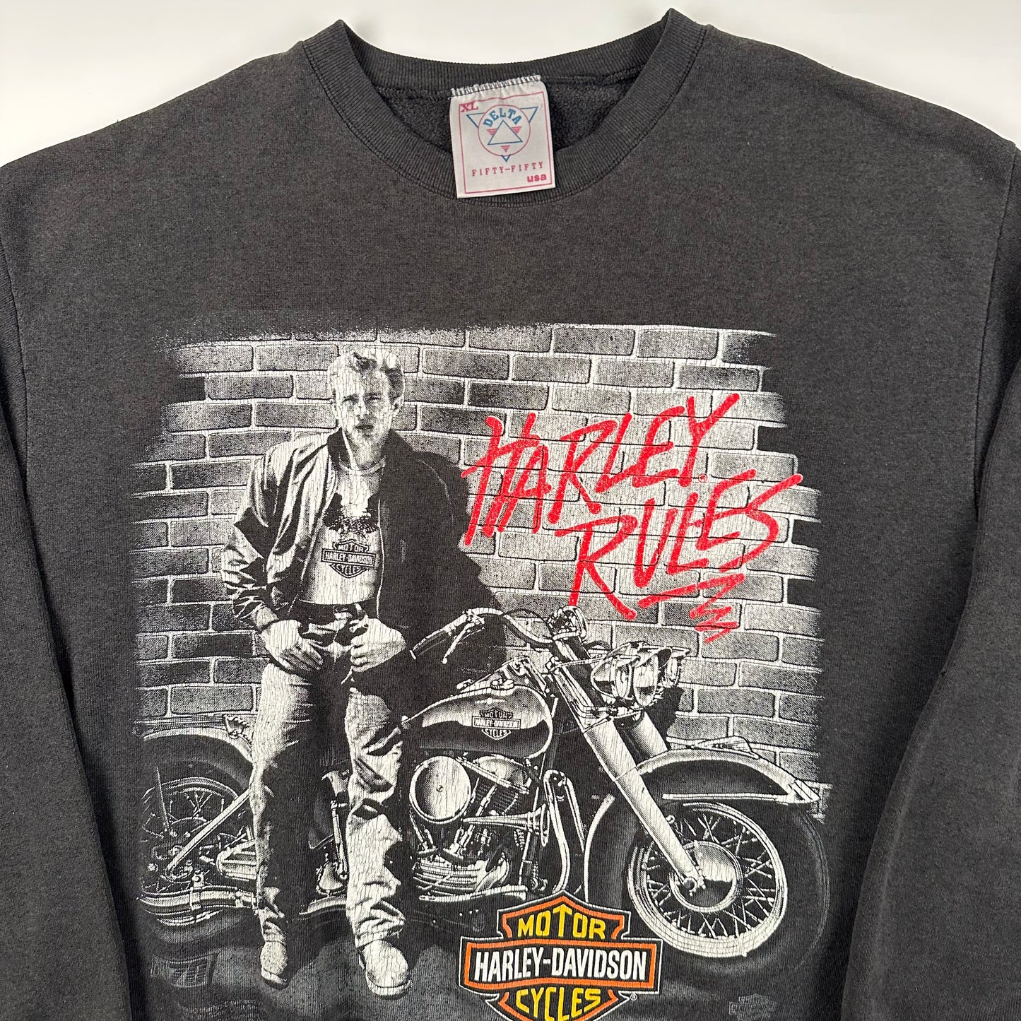 Vintage 1990 Harley Davidson Crewneck Sweatshirt XL James Dean