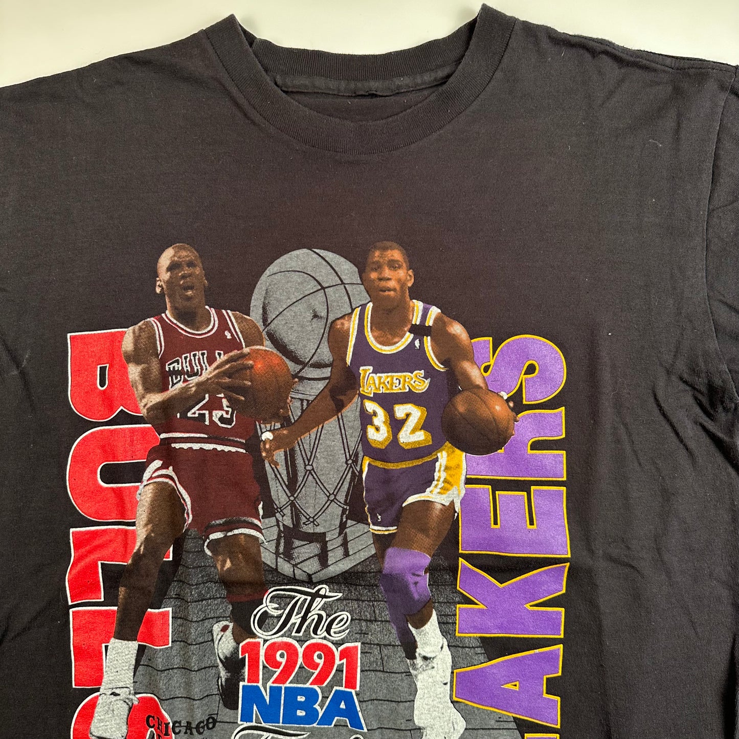 Vintage 1991 NBA Finals Shirt Large Bulls Jordan Lakers Magic Johnson