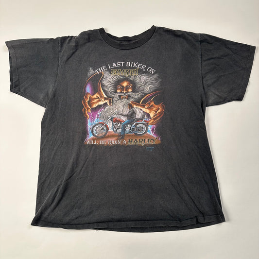 Vintage 1990 The Last Biker On Earth Will Be Ridin' A Harley Shirt XL 3D Emblem