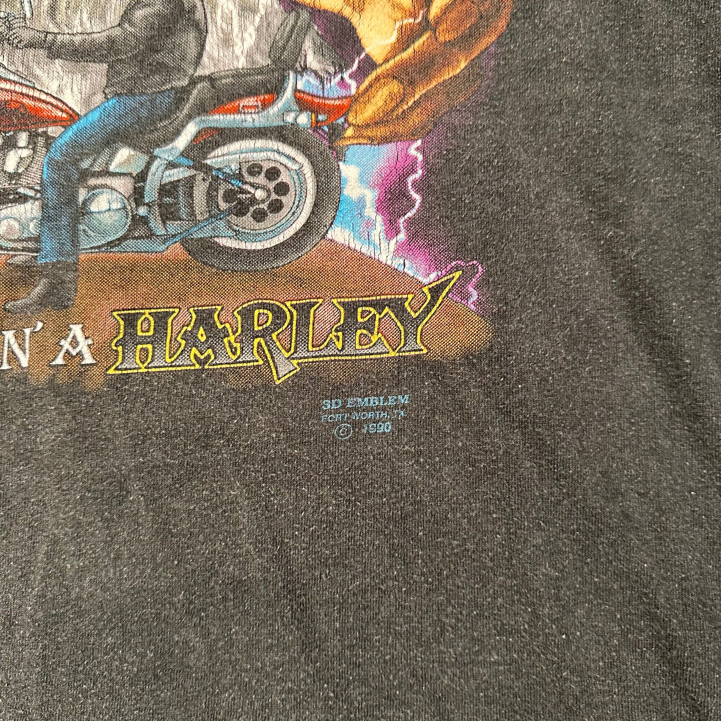 Vintage 1990 The Last Biker On Earth Will Be Ridin' A Harley Shirt XL 3D Emblem