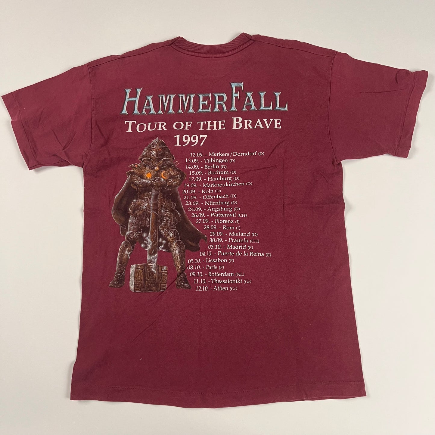 Vintage 1997 Hammerfall Shirt Large Tour Of The Brave