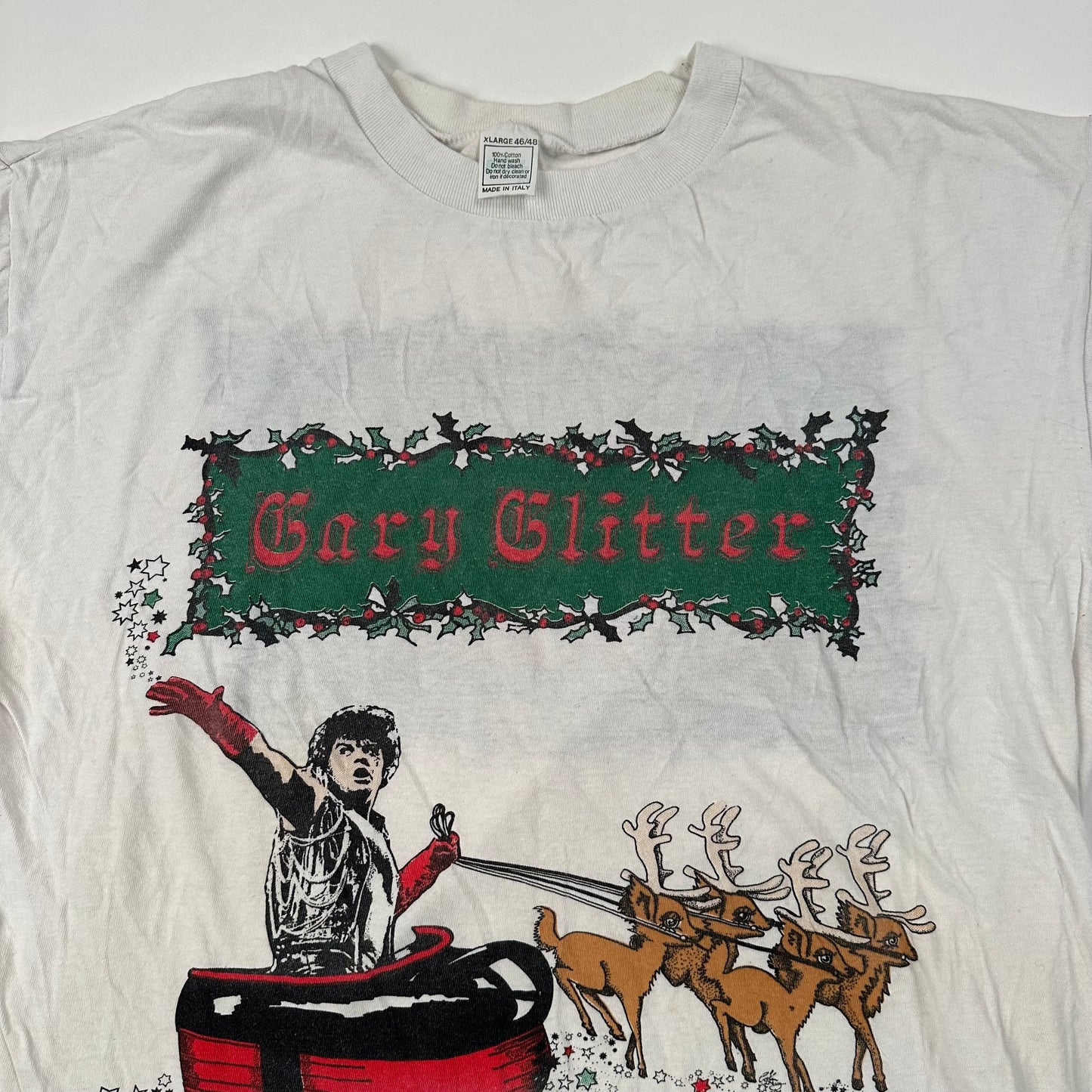 Vintage 80s Gary Glitter Shirt XL Yet Another Rock N Roll Christmas