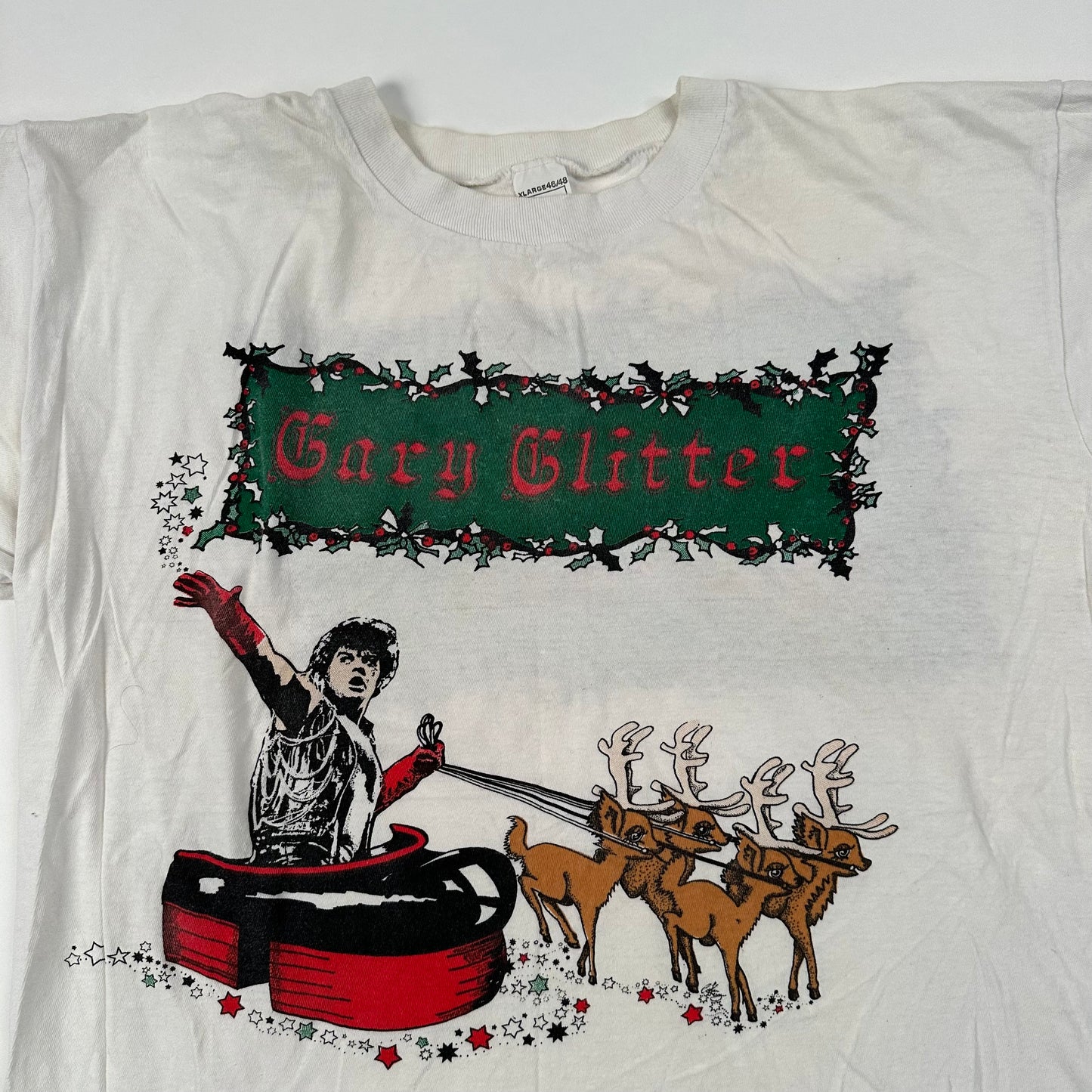 Vintage 80s Gary Glitter Shirt XL Yet Another Rock N Roll Christmas