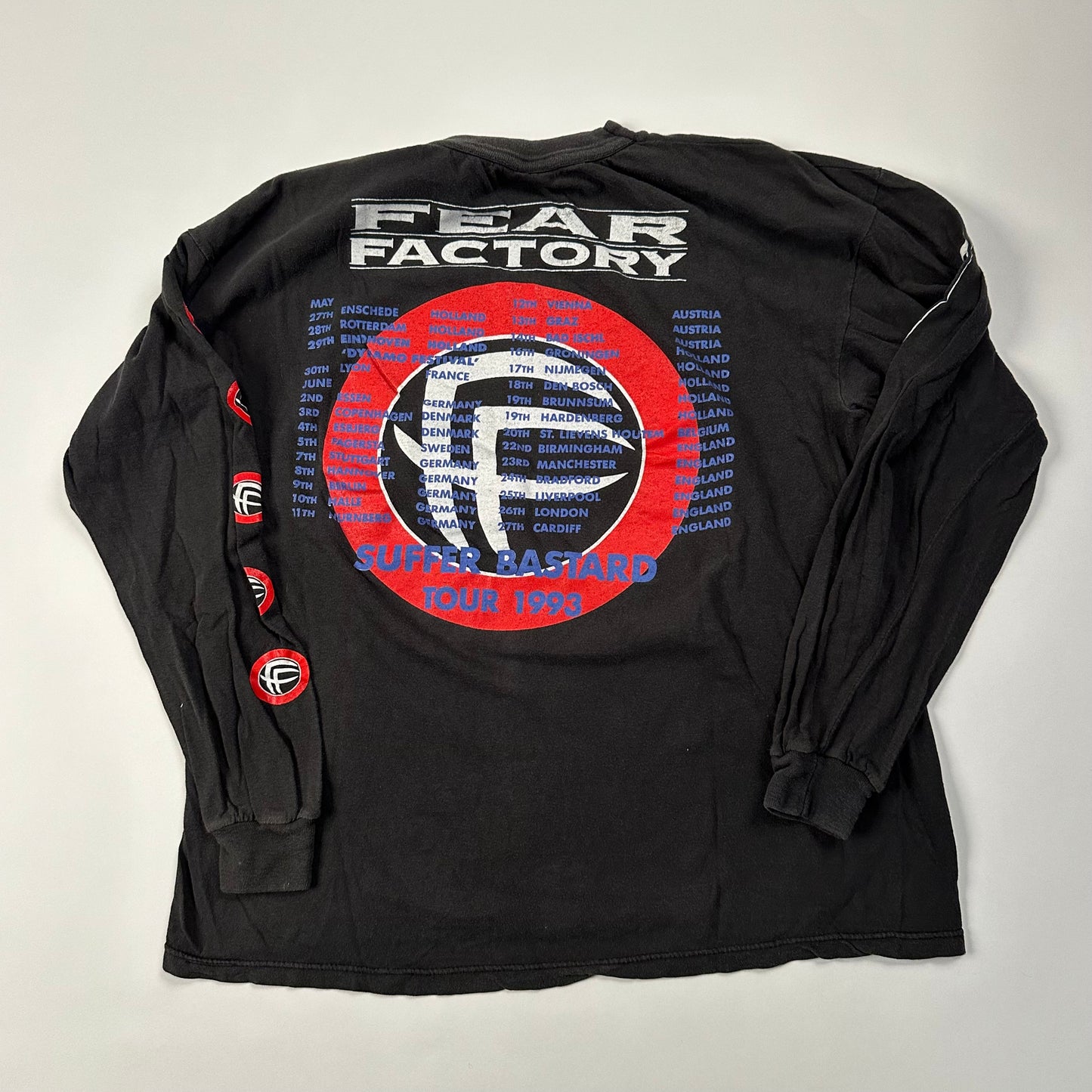 Vintage 1993 Fear Factory Long Sleeve Shirt Large Soul Of A New Machine Suffer B*stard Tour