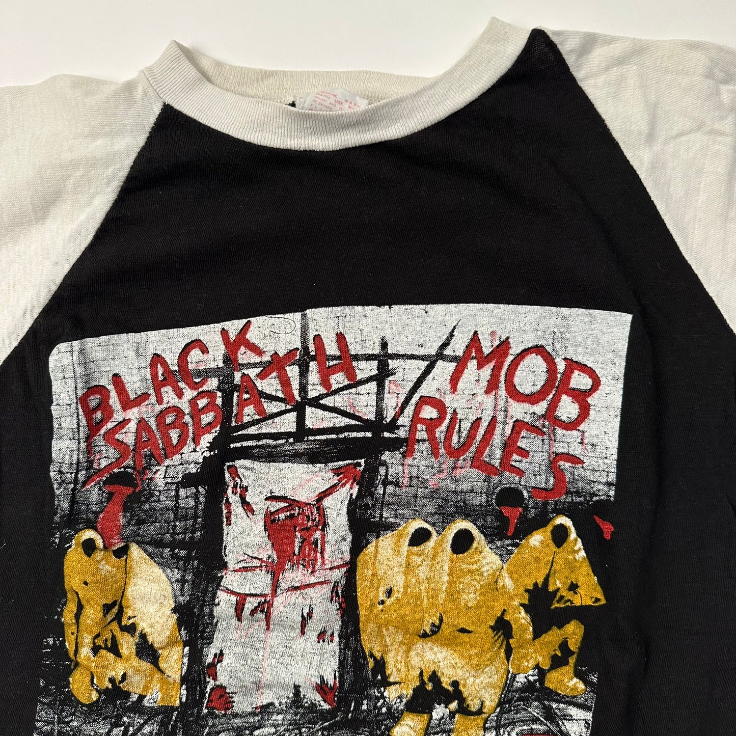 Vintage 80s Black Sabbath Raglan Shirt Large Mob Rules