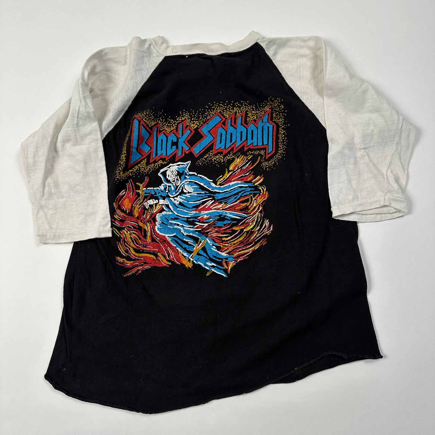 Vintage 80s Black Sabbath Raglan Shirt Large Mob Rules