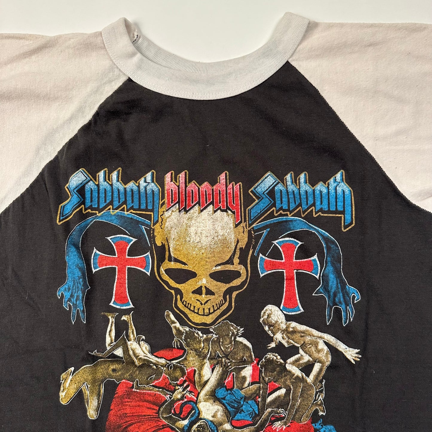 Vintage 80s Black Sabbath Raglan Shirt XL Sabbath Bloody Sabbath