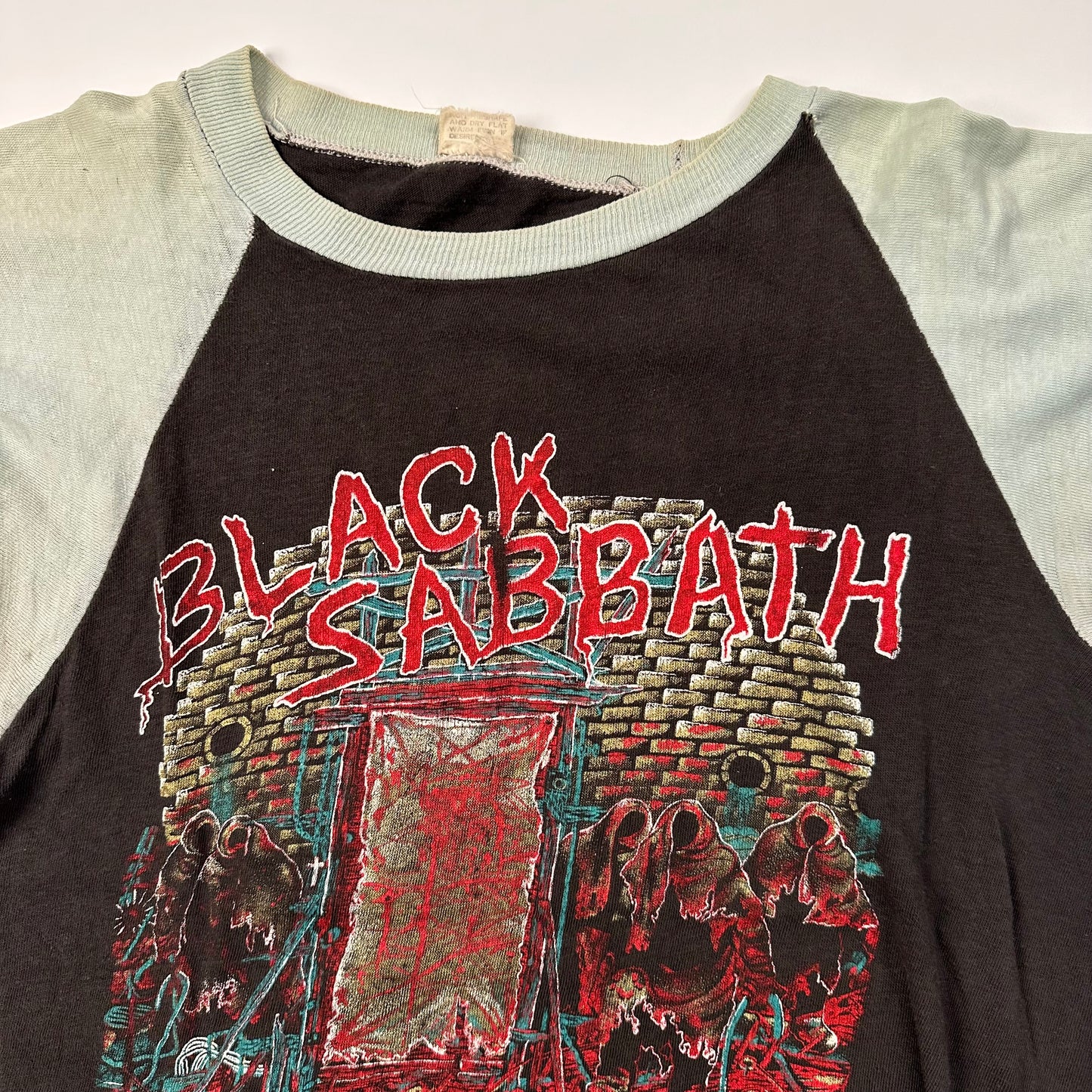 Vintage 80s Black Sabbath Raglan Shirt Medium Mob Rules