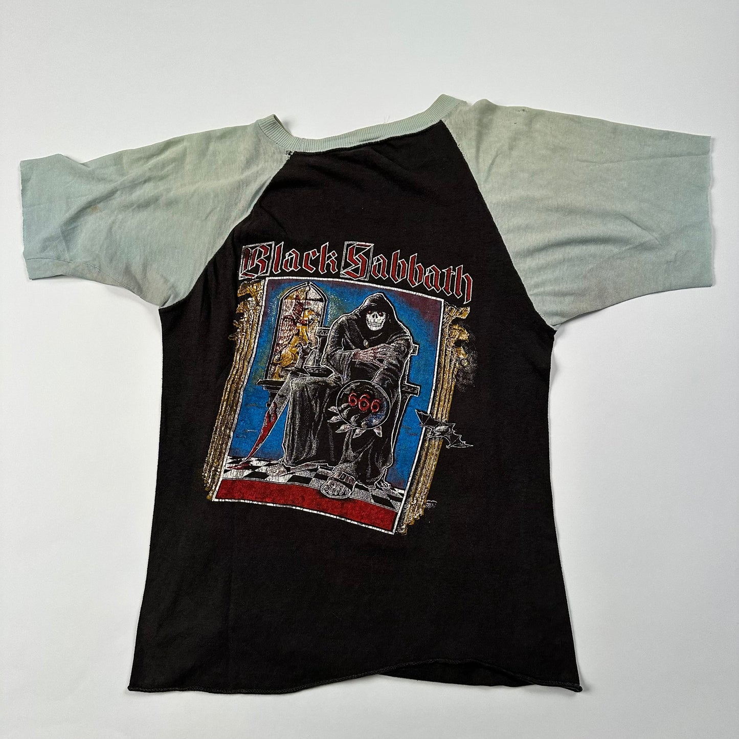 Vintage 80s Black Sabbath Raglan Shirt Medium Mob Rules