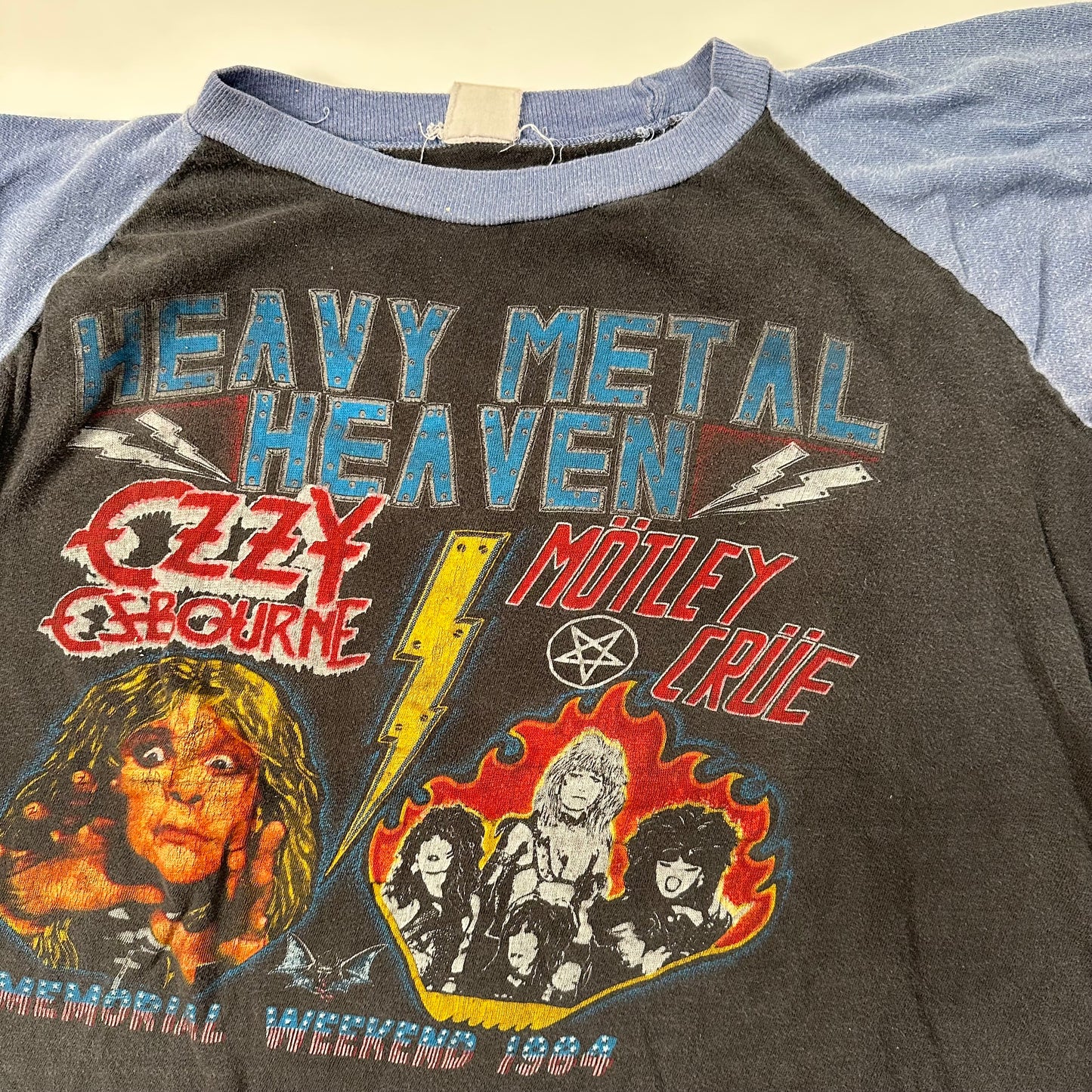 Vintage 1984 Heavy Metal Heaven Raglan Shirt Medium Memorial Weekend