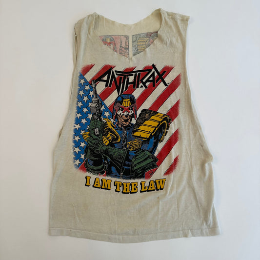 Vintage 80s Anthrax Sleeveless Shirt Medium I Am The Law