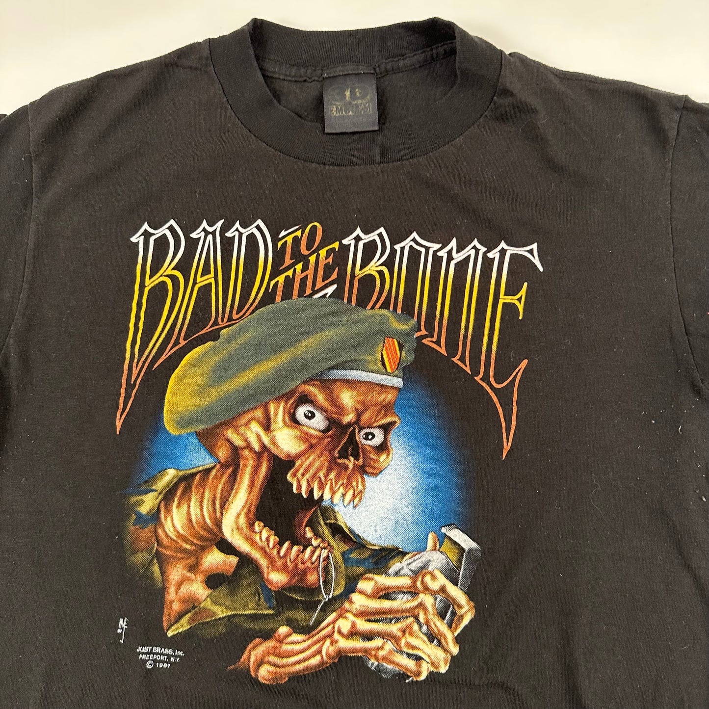 Vintage 1987 Bad To The Bone Shirt Large 3D Emblem