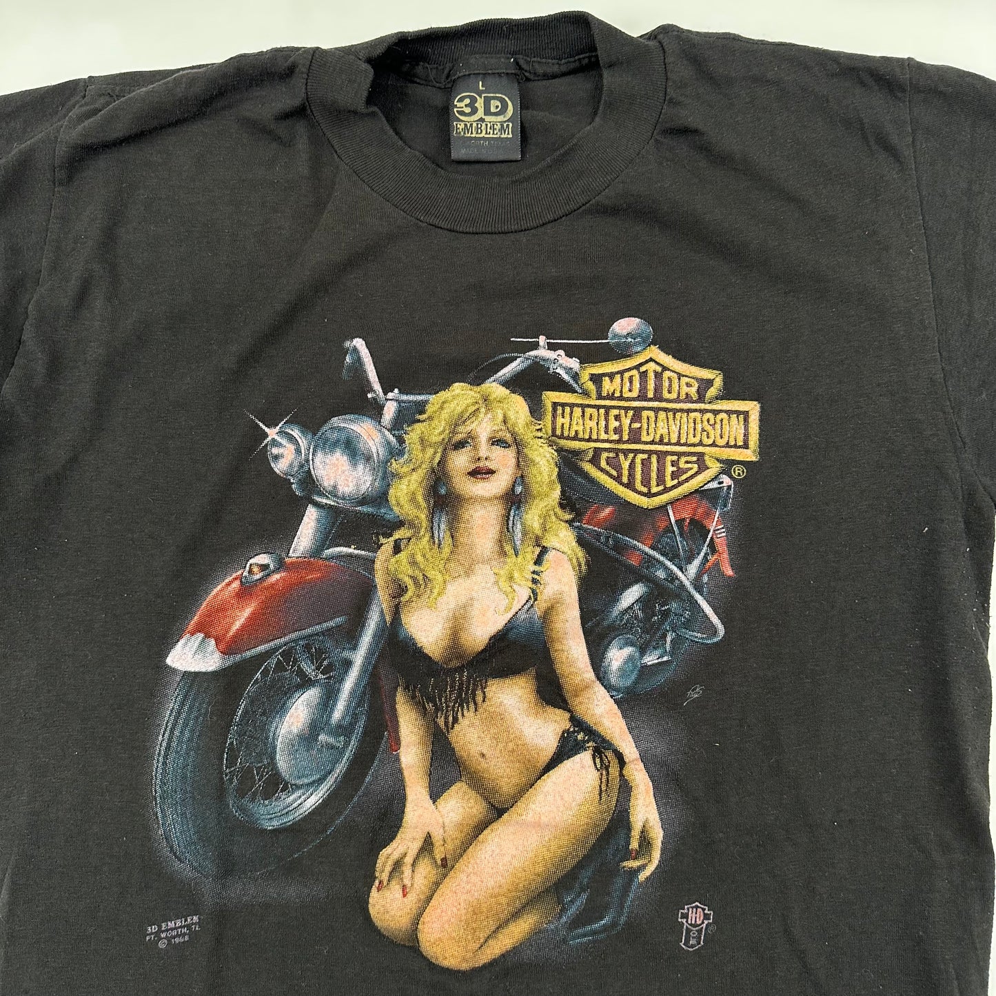 Vintage 1988 Harley Davidson Shirt Large 3D Emblem