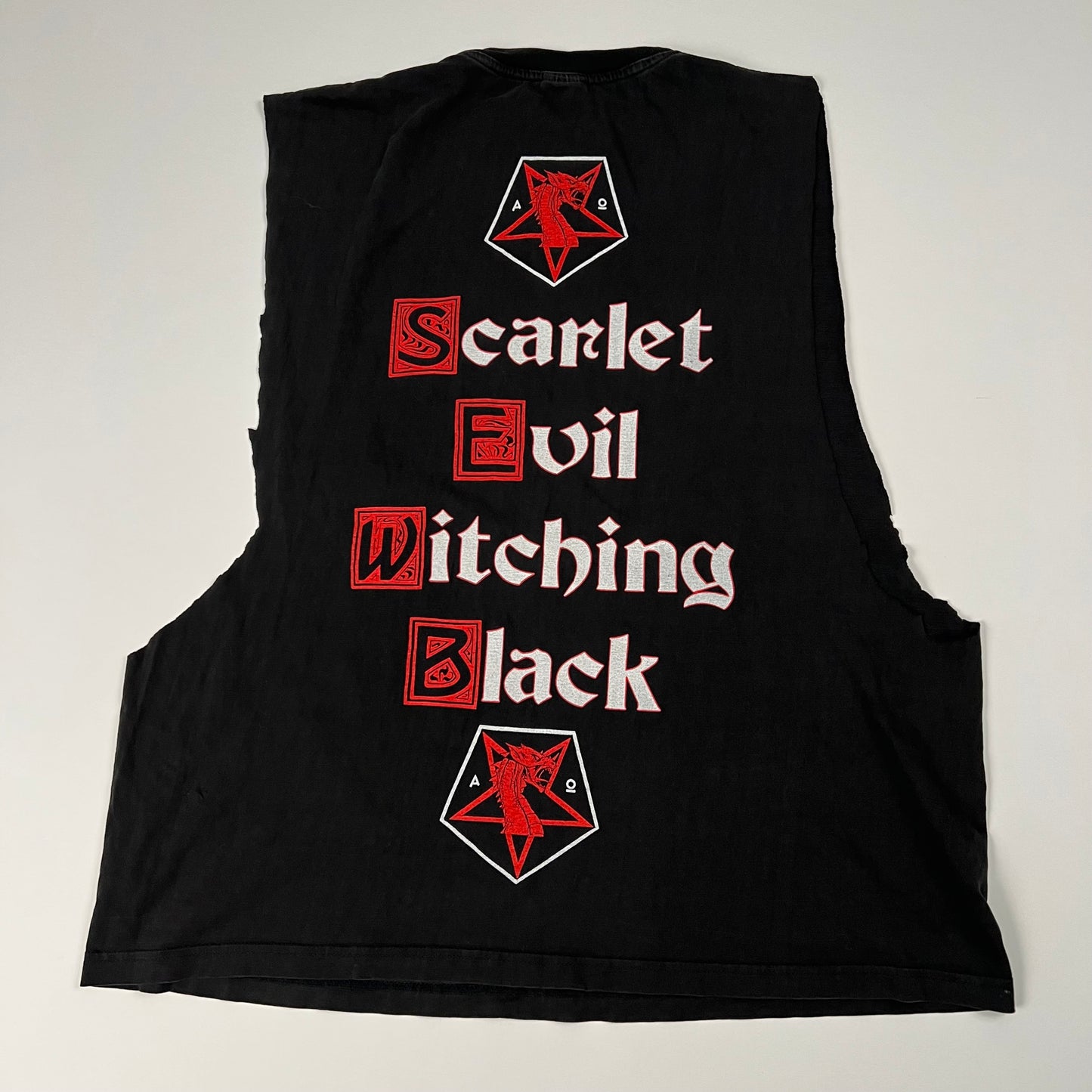 Vintage 1995 Necromantia Sleeveless Shirt XL Scarlet Evil Witching Black