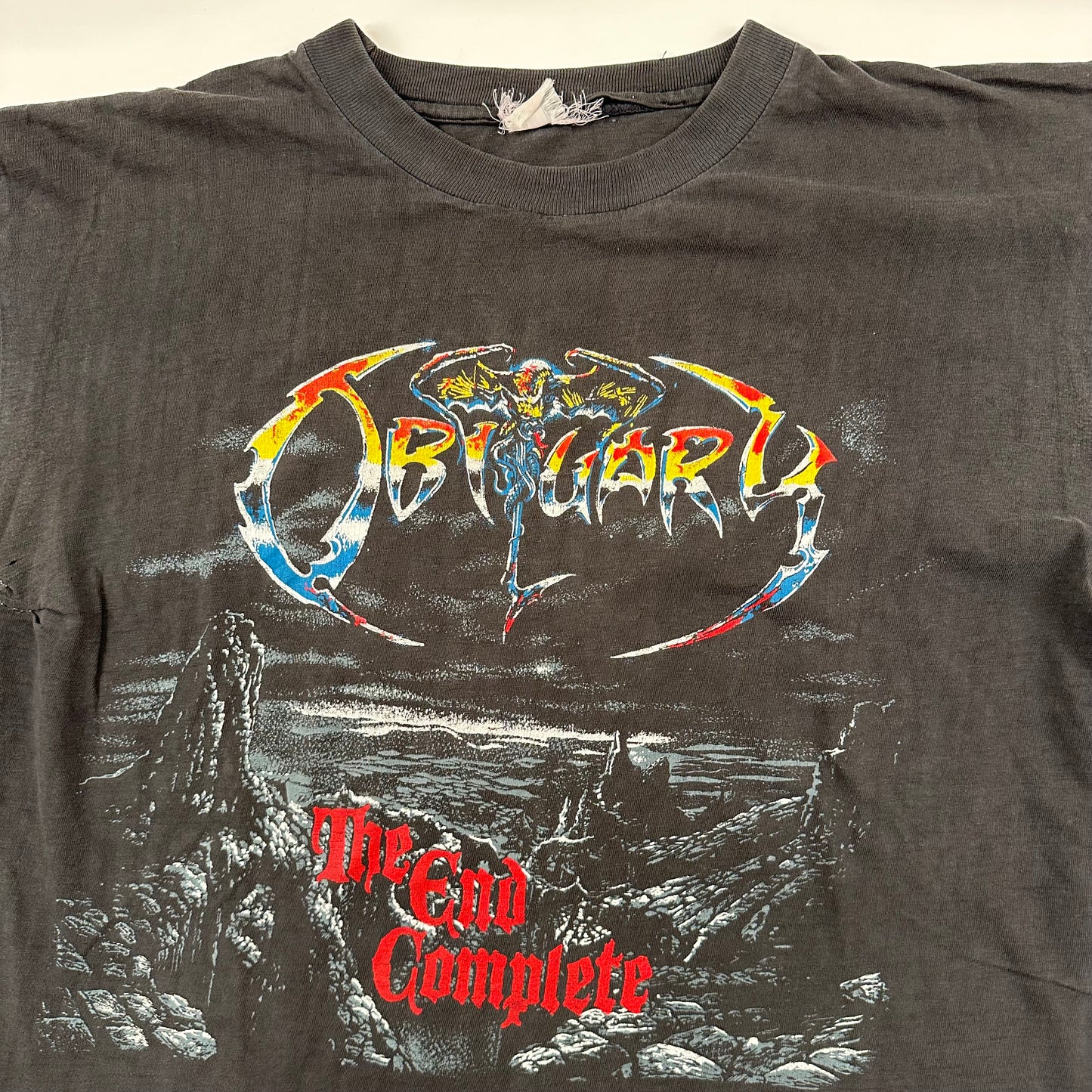 Vintage 90s Obituary Shirt Large The End Complete