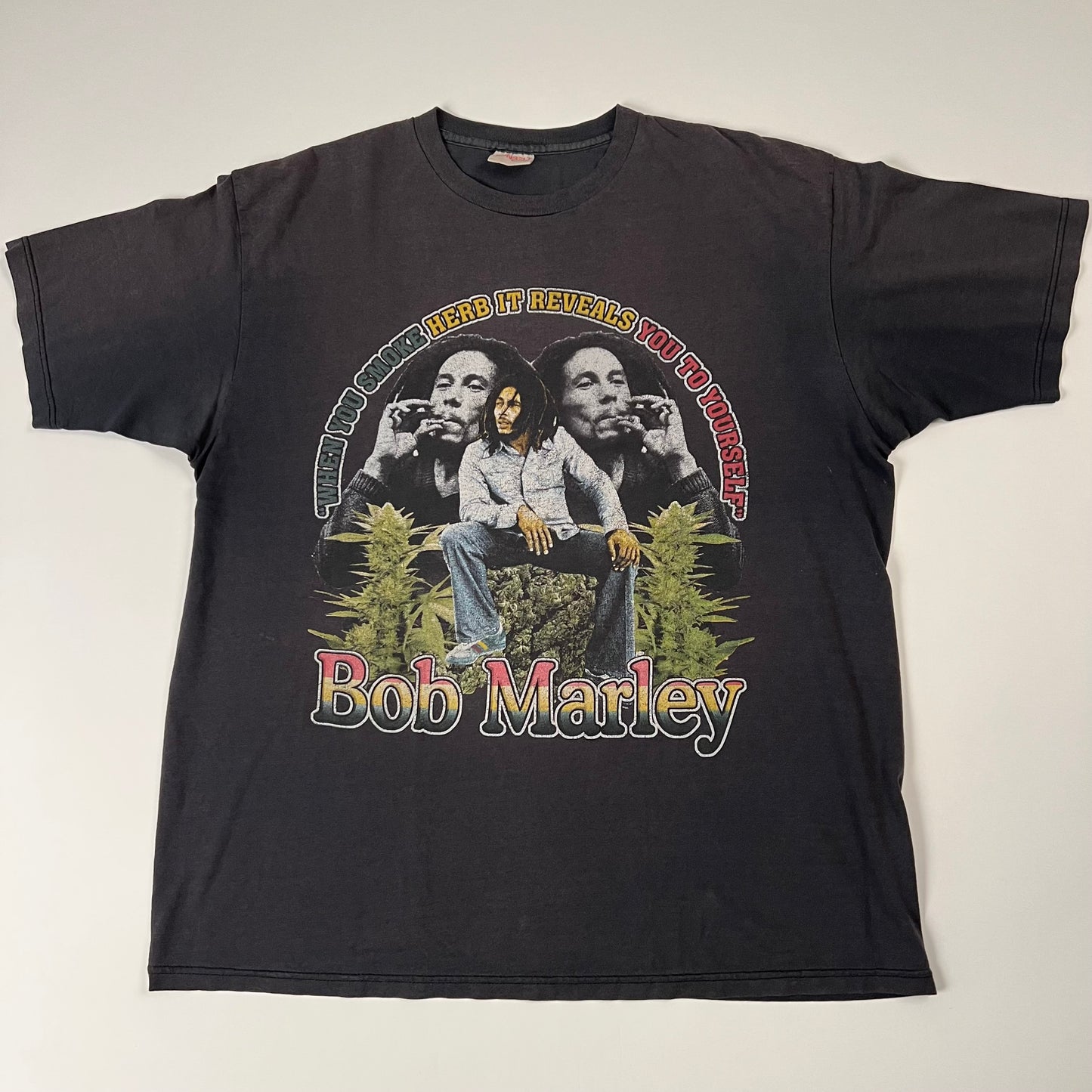 Vintage 90s Bob Marley Shirt XL When You Smoke Herb It Reveals