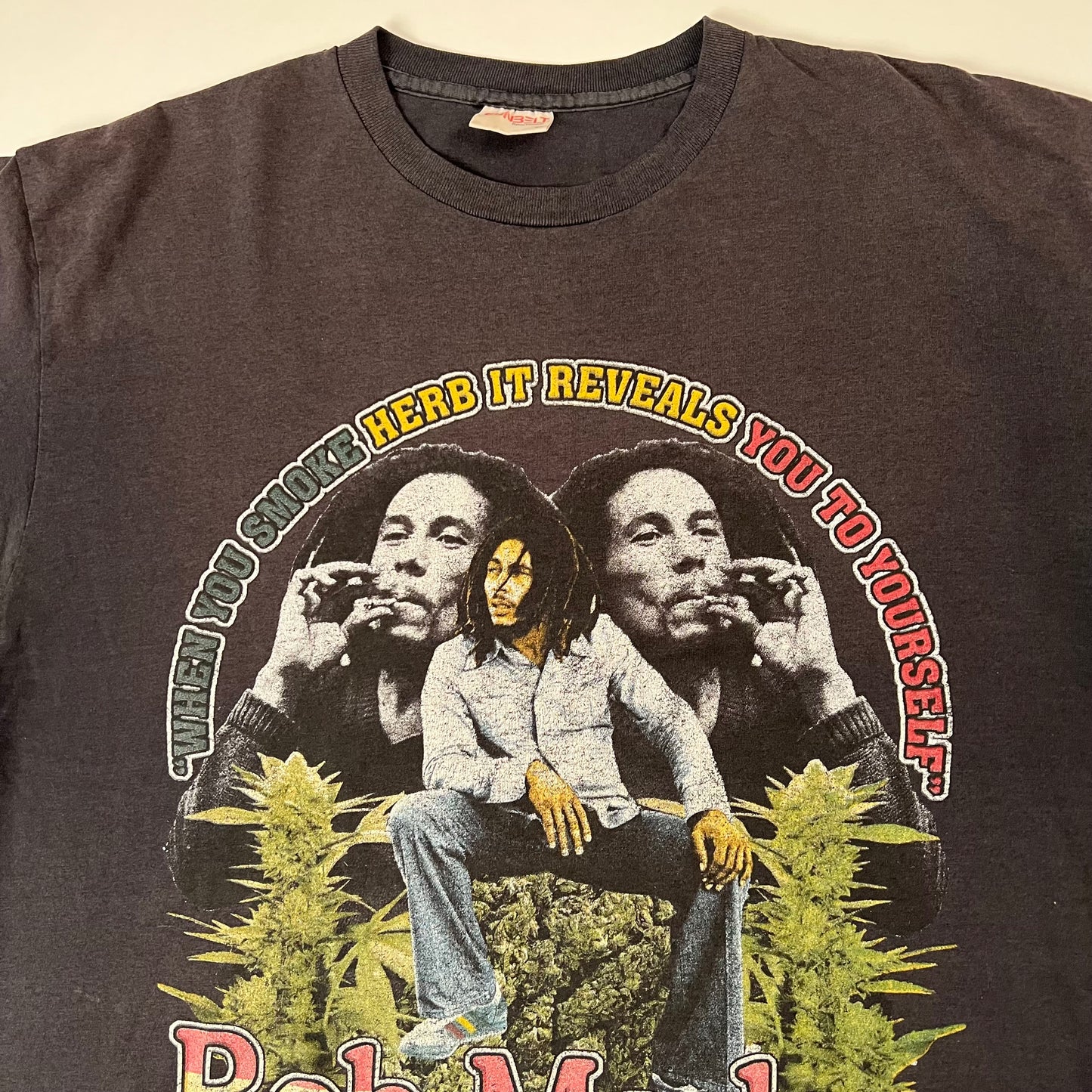 Vintage 90s Bob Marley Shirt XL When You Smoke Herb It Reveals