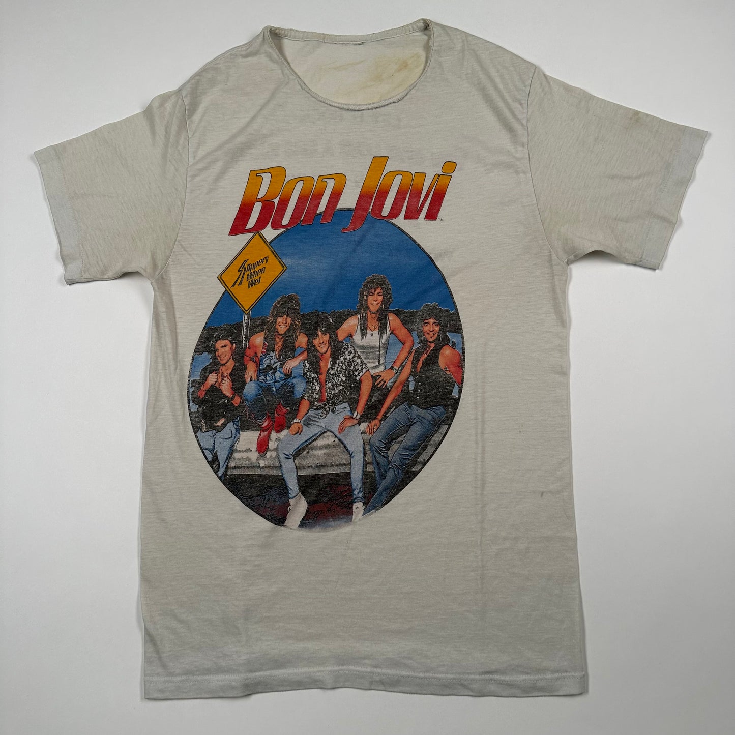 Vintage 1987 Bon Jovi Shirt Medium Slippery When Wet