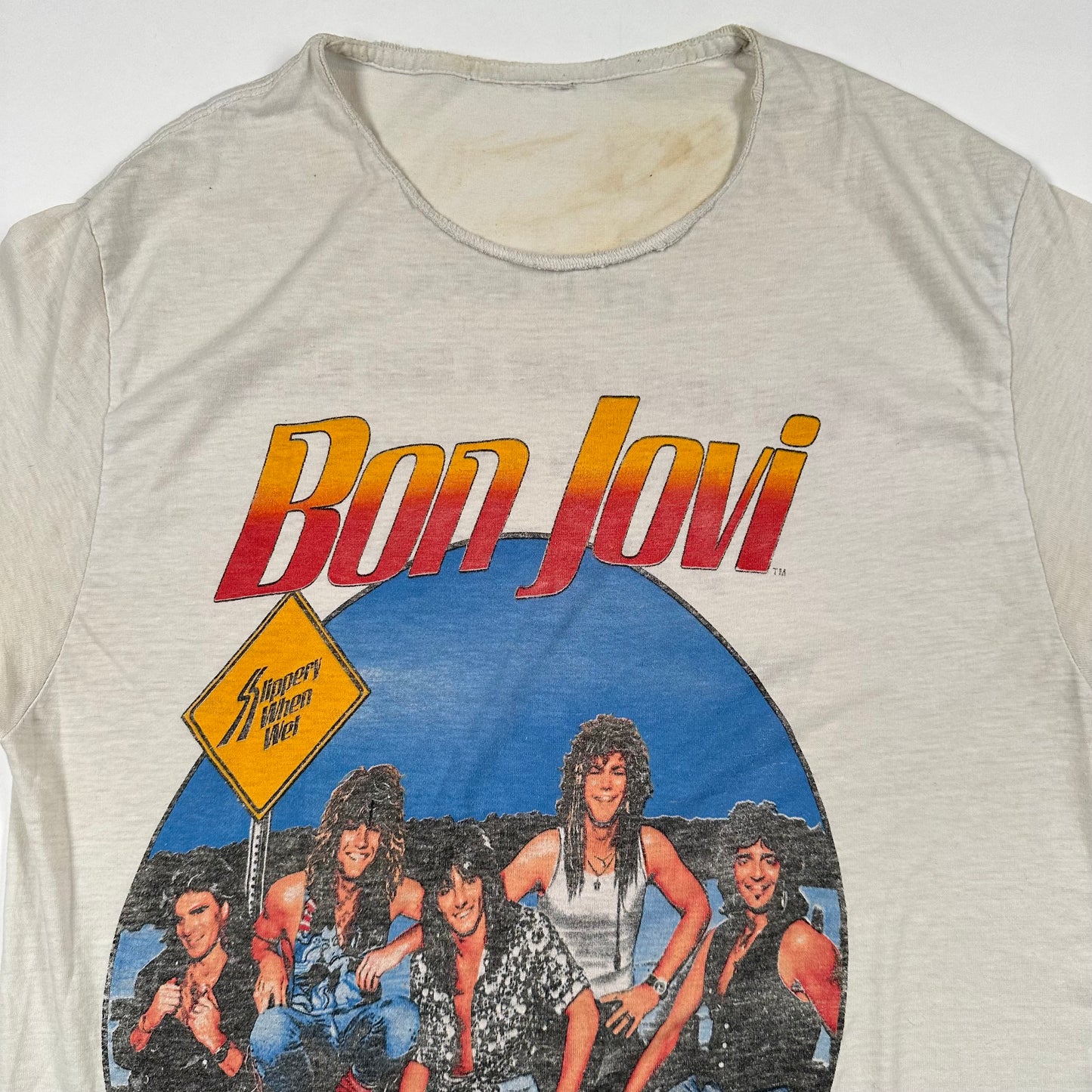 Vintage 1987 Bon Jovi Shirt Medium Slippery When Wet