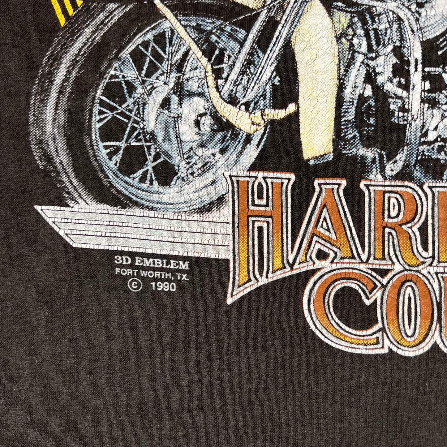 Vintage 1990 Harley Davidson Shirt Large 3D Emblem Harley Country