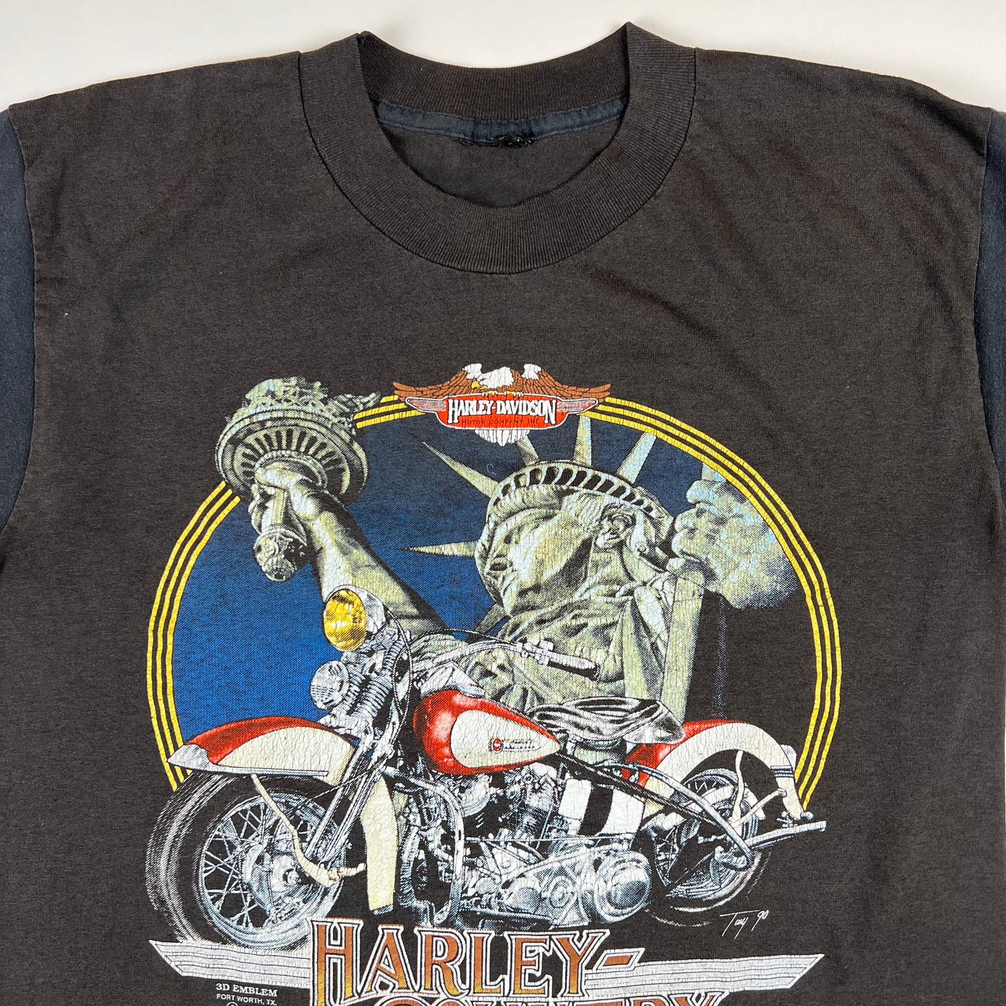 Vintage 1990 Harley Davidson Shirt Large 3D Emblem Harley Country