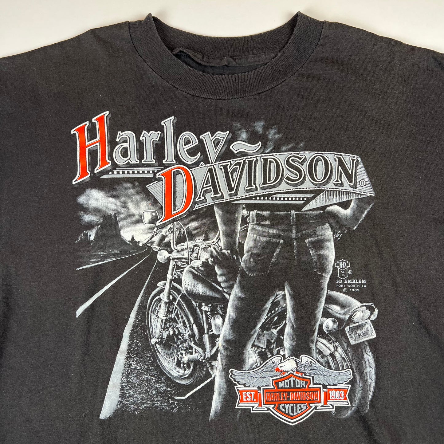 Vintage 1989 Harley Davidson Shirt XL 3D Emblem