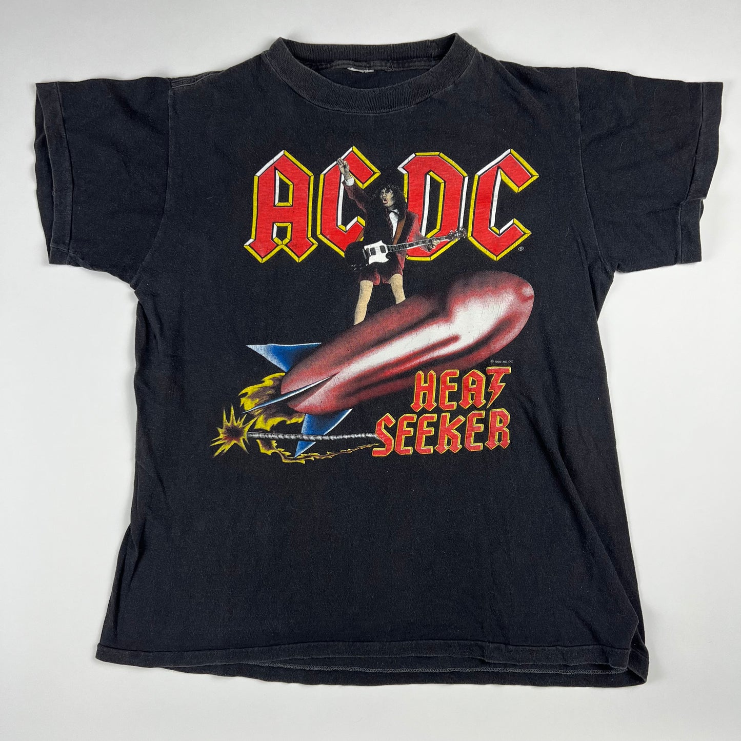 TEST PRINT Vintage 1988 AC/DC Metallica Shirt Medium Heat Seeker